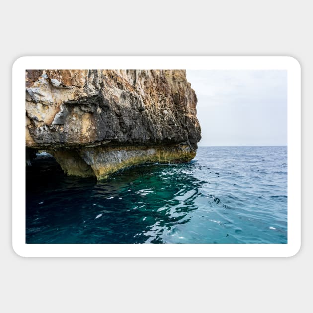 Steep cliff leading to Mediterranean Sea Sticker by lena-maximova